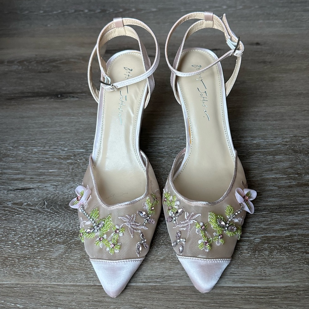 Betsey Johnson Pink Floral Embellished Heels